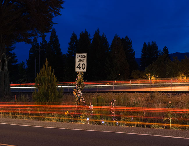 Woman motorcycle memorial - Napa