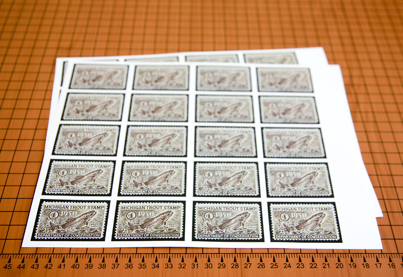 Pine_Lake_Michigan_1950_Trout_Stamp_sheet